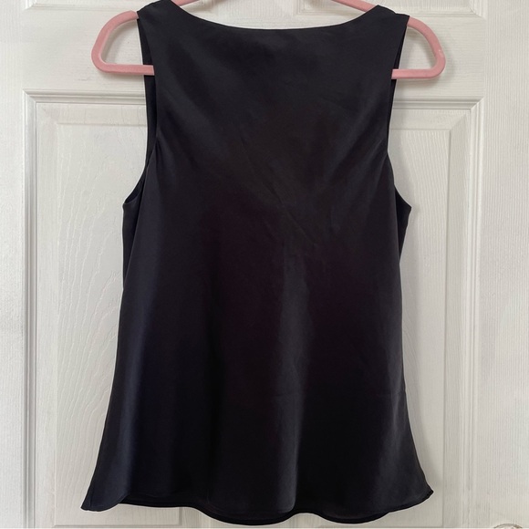 H&M | Size 8 - Flowy Black Satin Draped Neckline Tank Top - Picture 5 of 5